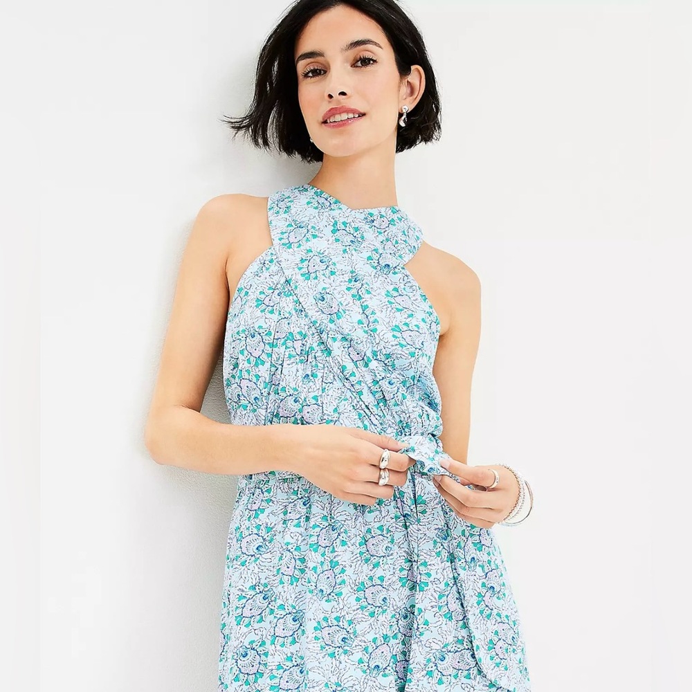 Flowy cross neck midi dress from LOFT